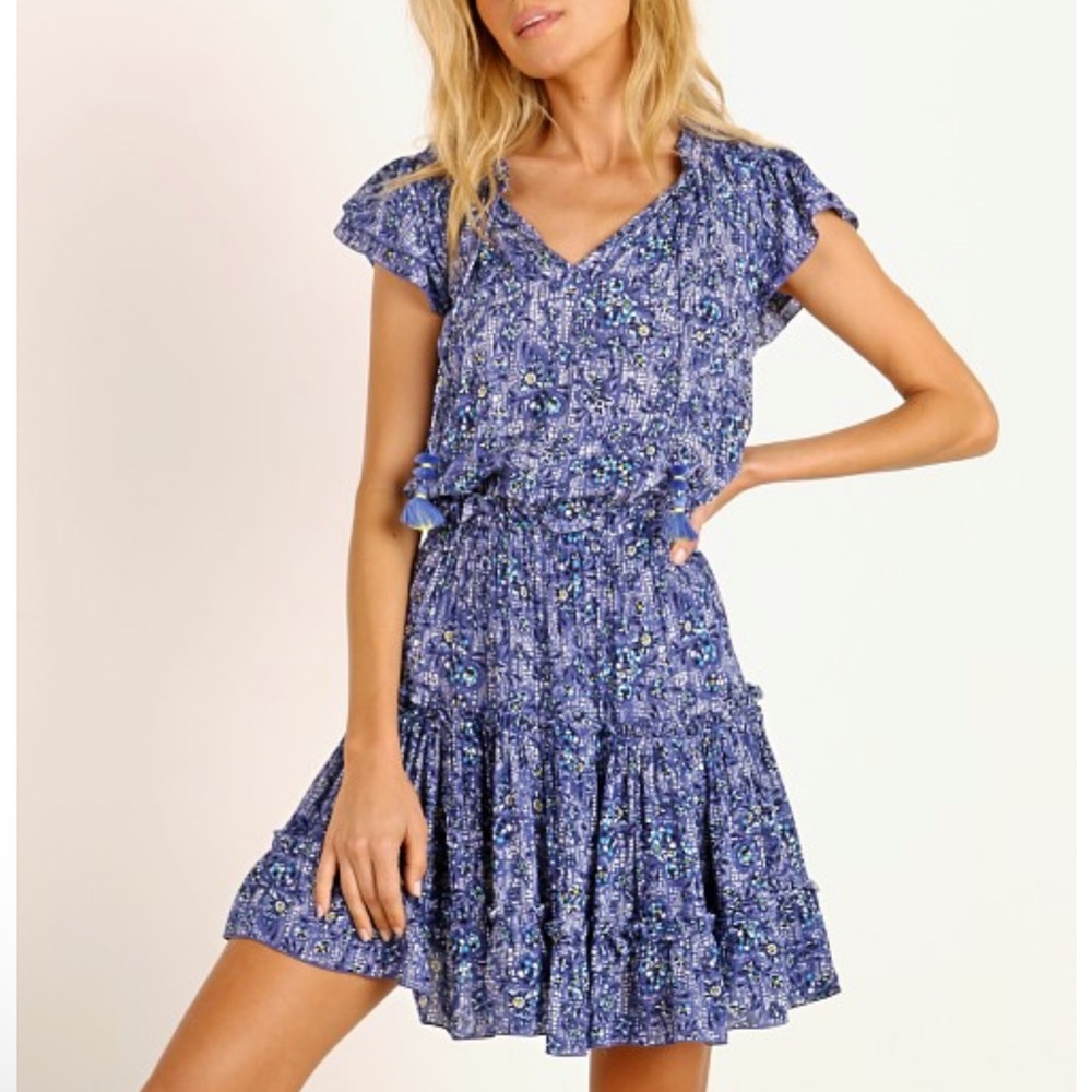 Poupette St. Barth Nava Mini Dress Blue Amarlis NWOT - Picture 2 of 11